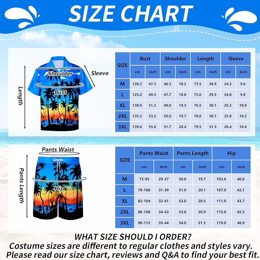 Men's Hawaiian Shirt and Shorts Set